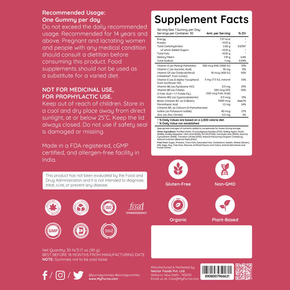 Sugar Free Gummies for Hair & Nail - Cranberry Flavour